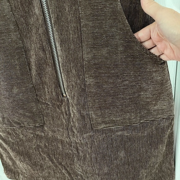 En Saison Route Mini Dress Zip Up Short Sleeve Brown Corduroy New Size XS - Picture 6 of 16